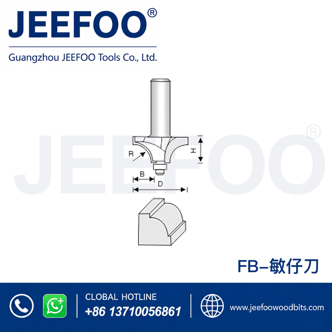 FB Convex Semi-Round Router Bit for Decorative Edges