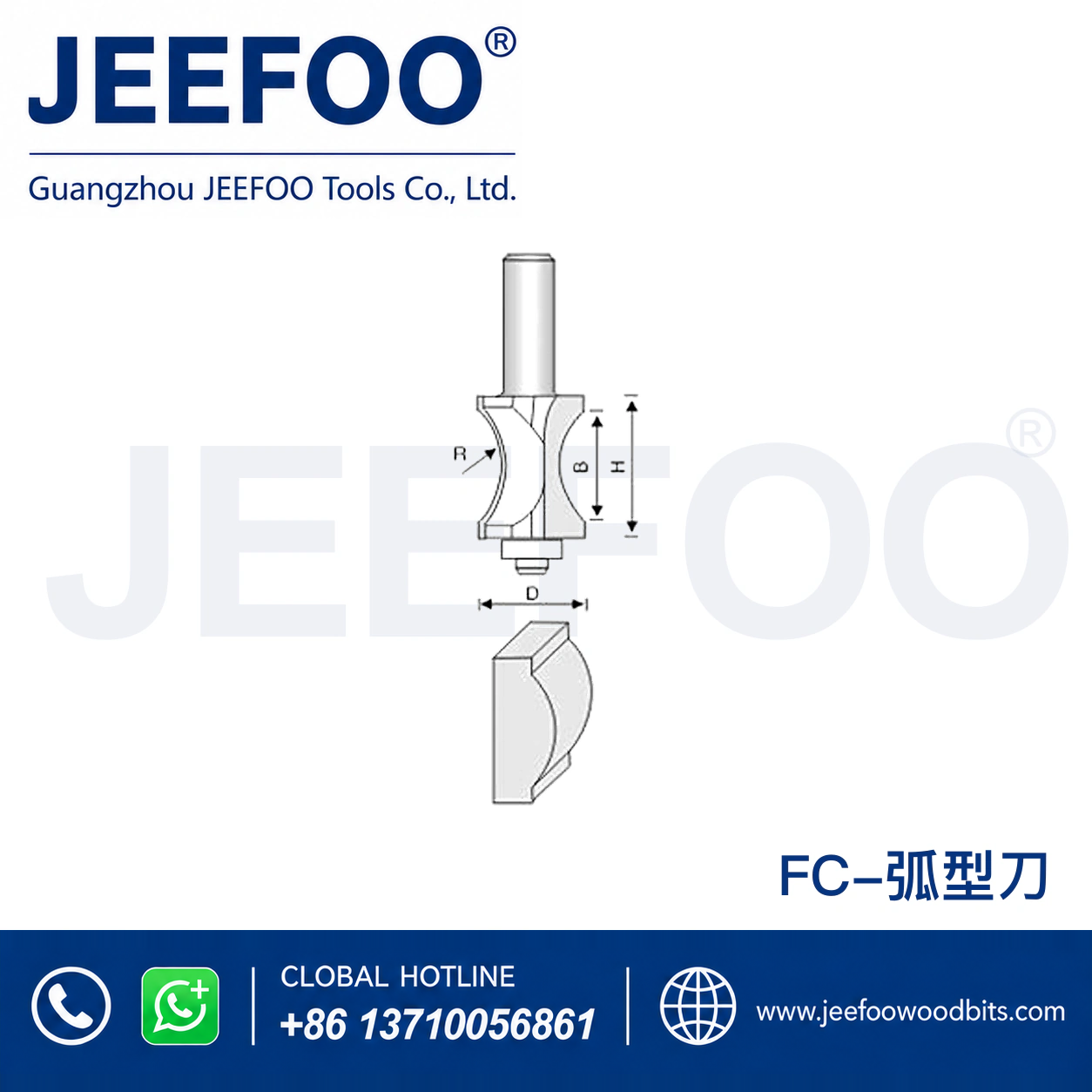 FC Convex Semi-Round Router Bit for Decorative Edges