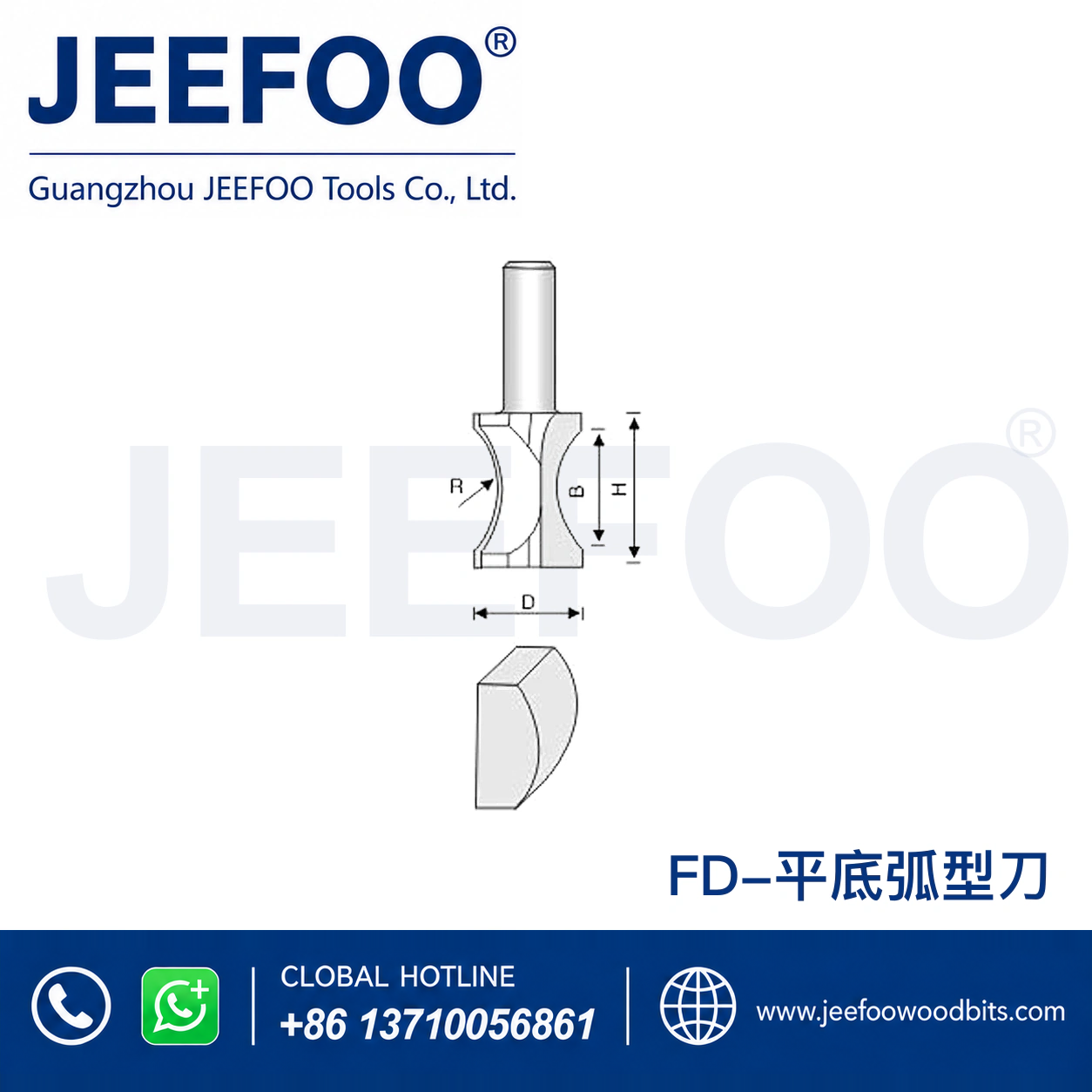 FD Convex Semi-Round Router Bit for Decorative Edges