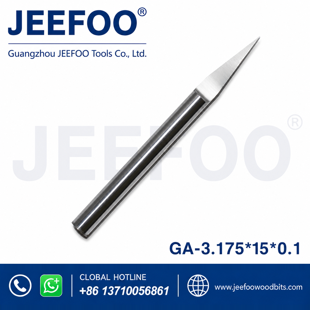 GA-3.175 x 15° x 0.1 mm Flat-Bottom Engraving Bit for Fine 3D Wood Relief