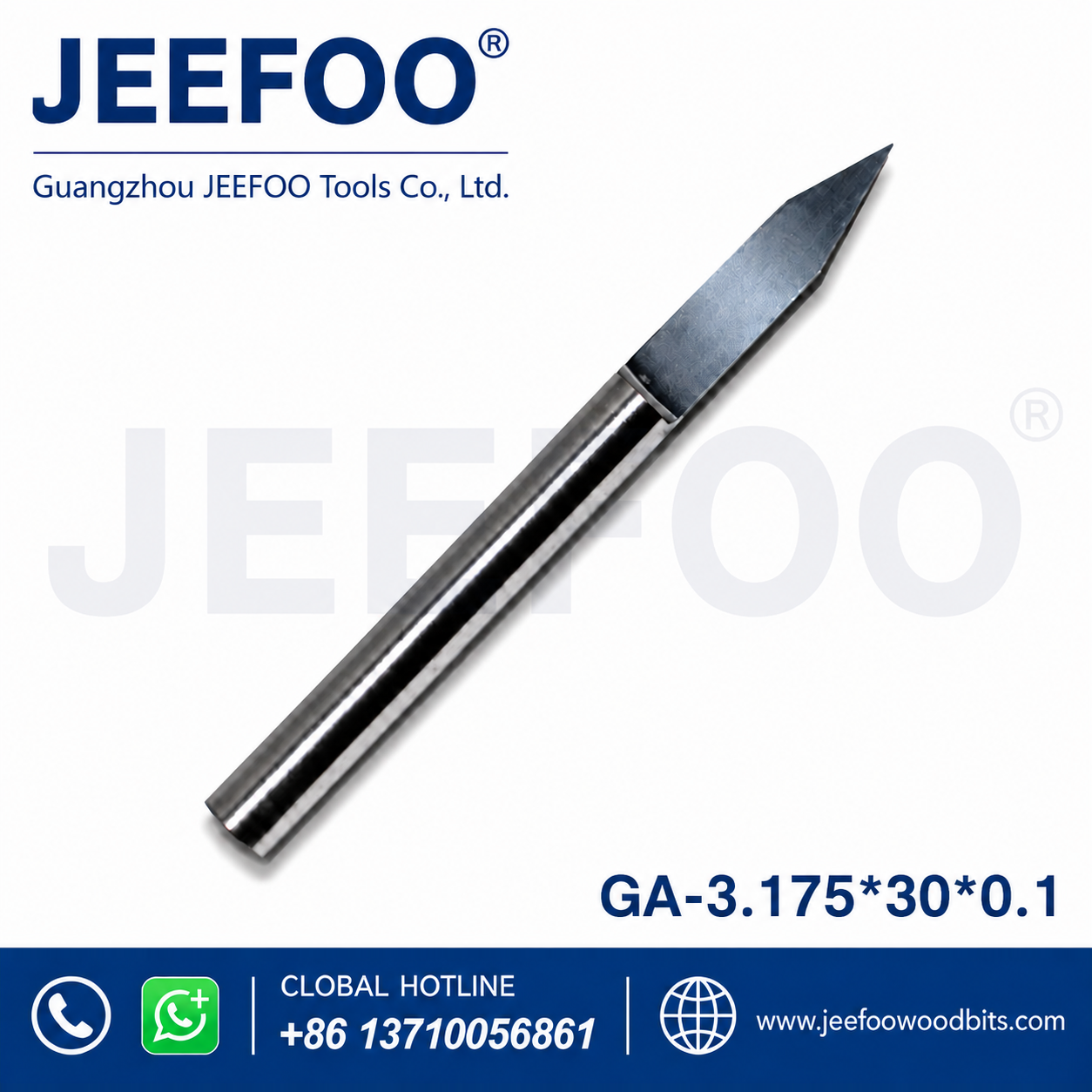GA-3.175 x 30° x 0.1 mm Precision Flat-Bottom Engraving Router Bit for Fine Lettering
