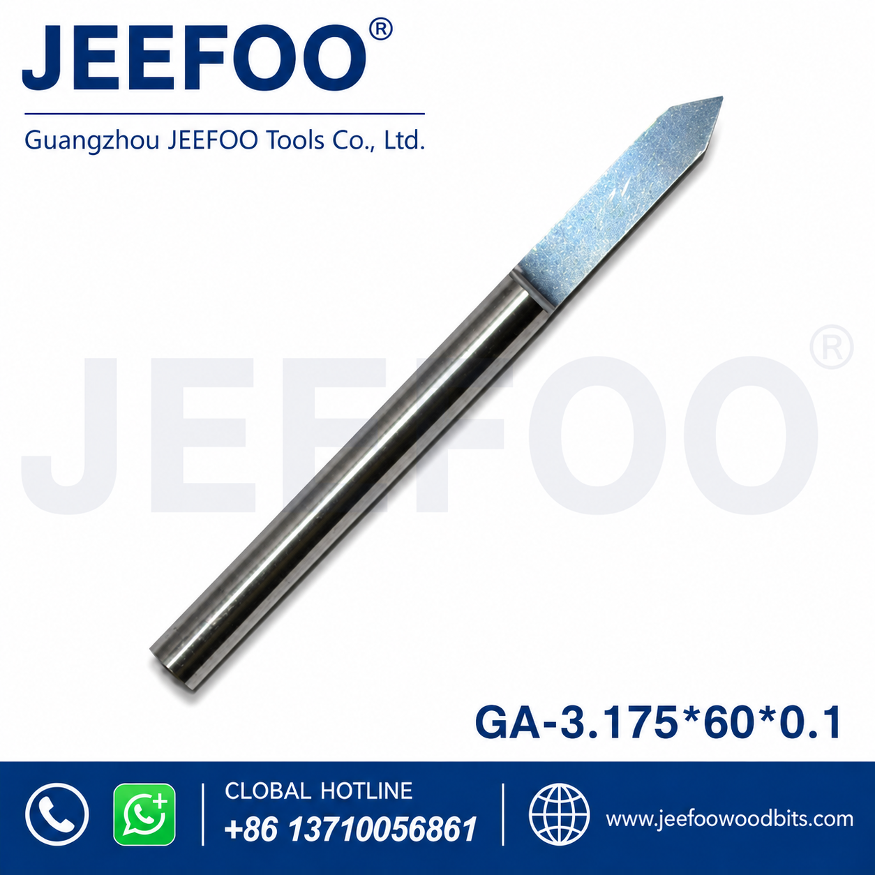 GA-3.175 x 60° x 0.1 mm Fine-Point Flat-Bottom Engraving Tool for Acrylic and MDF