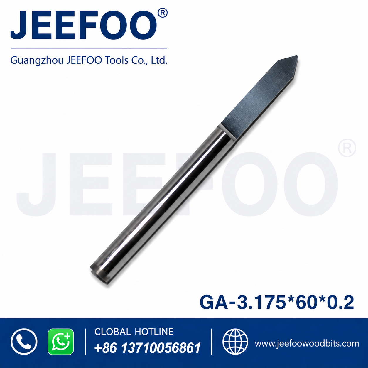 GA-3.175 x 60° x 0.2 mm Wide-Angle Flat-Bottom Engraving Cutter for Sign and Wood Work