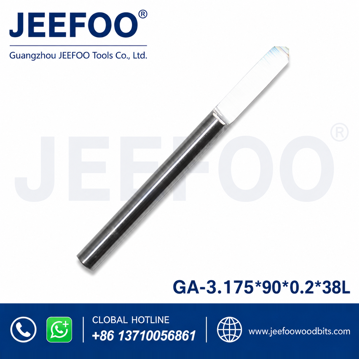 GA-3.175 x 90° x 0.2 x 38L Right-Angle Flat-Bottom Engraving Bit for CNC Router Machines