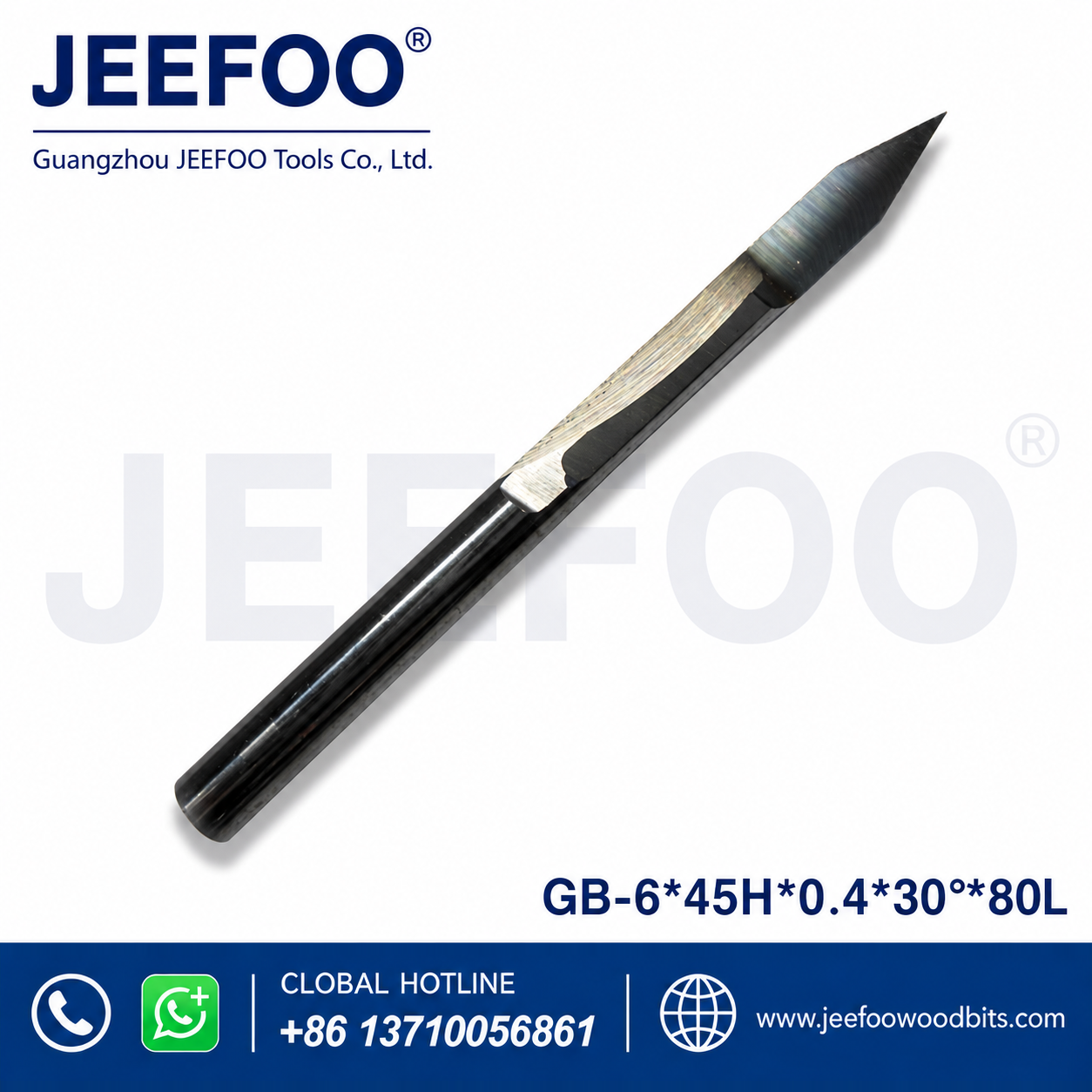 GB-6 x 45H x 0.4 x 30° x 80L Long-Cel Flat-Bottom Engraving Bit for Rosewood and Hardwood Relief