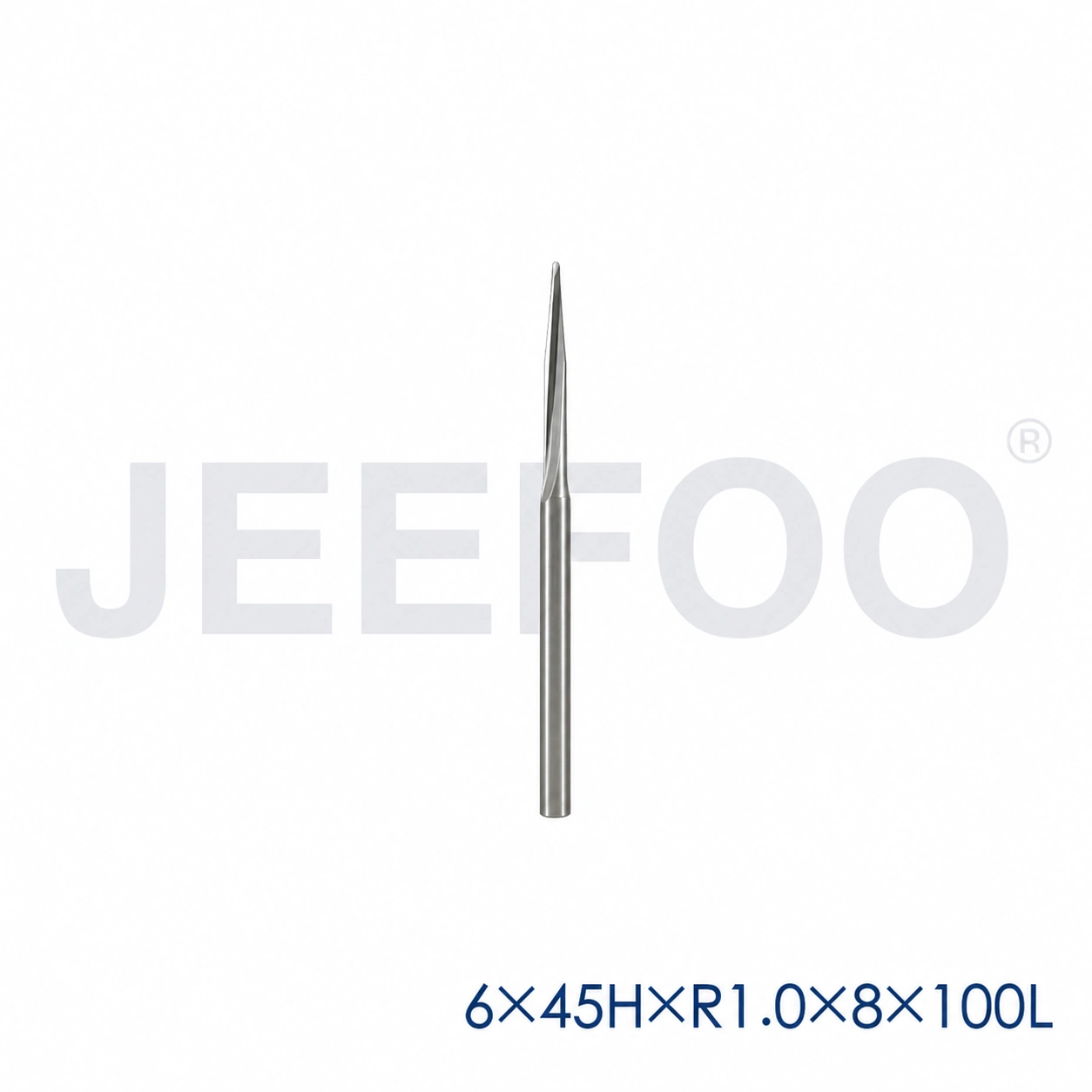 GC-6 x R1.0 x 8° x 45H x 100L Extended-Reach Taper Ball End Mill for Wood Relief product detail 2