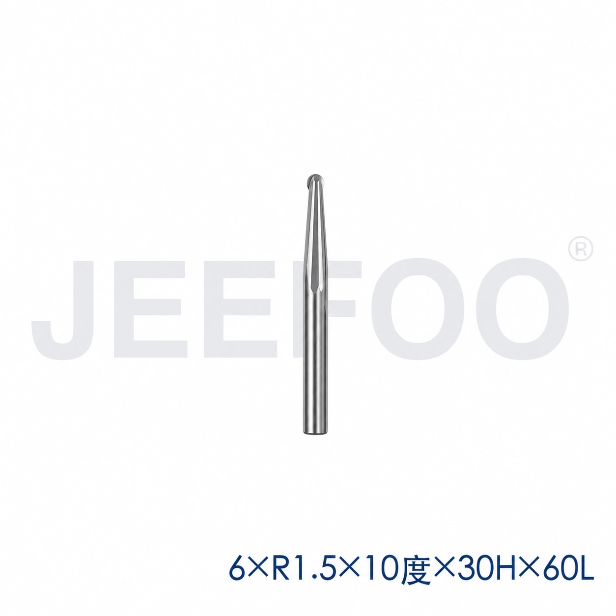 GC-6 x R1.5 x 10° x 30H x 60L Taper Ball End Mill for Compact 3D Wood Relief product detail 1