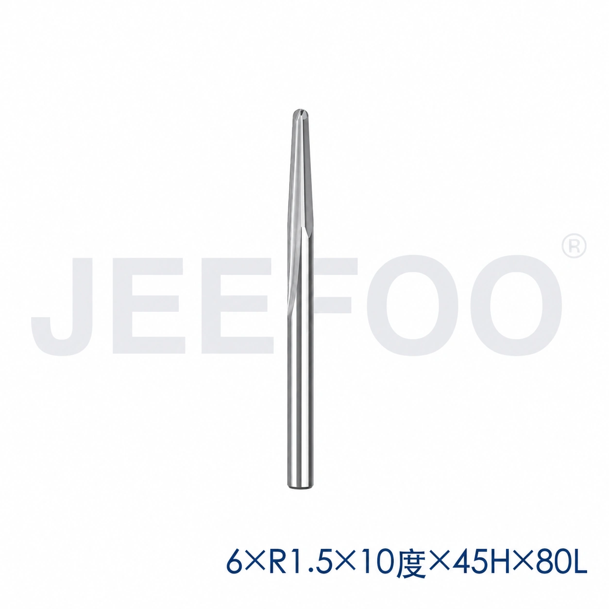 GC-6 x R1.5 x 10° x 45H x 80L Extended Taper Ball End Mill for Hardwood Relief product detail 1