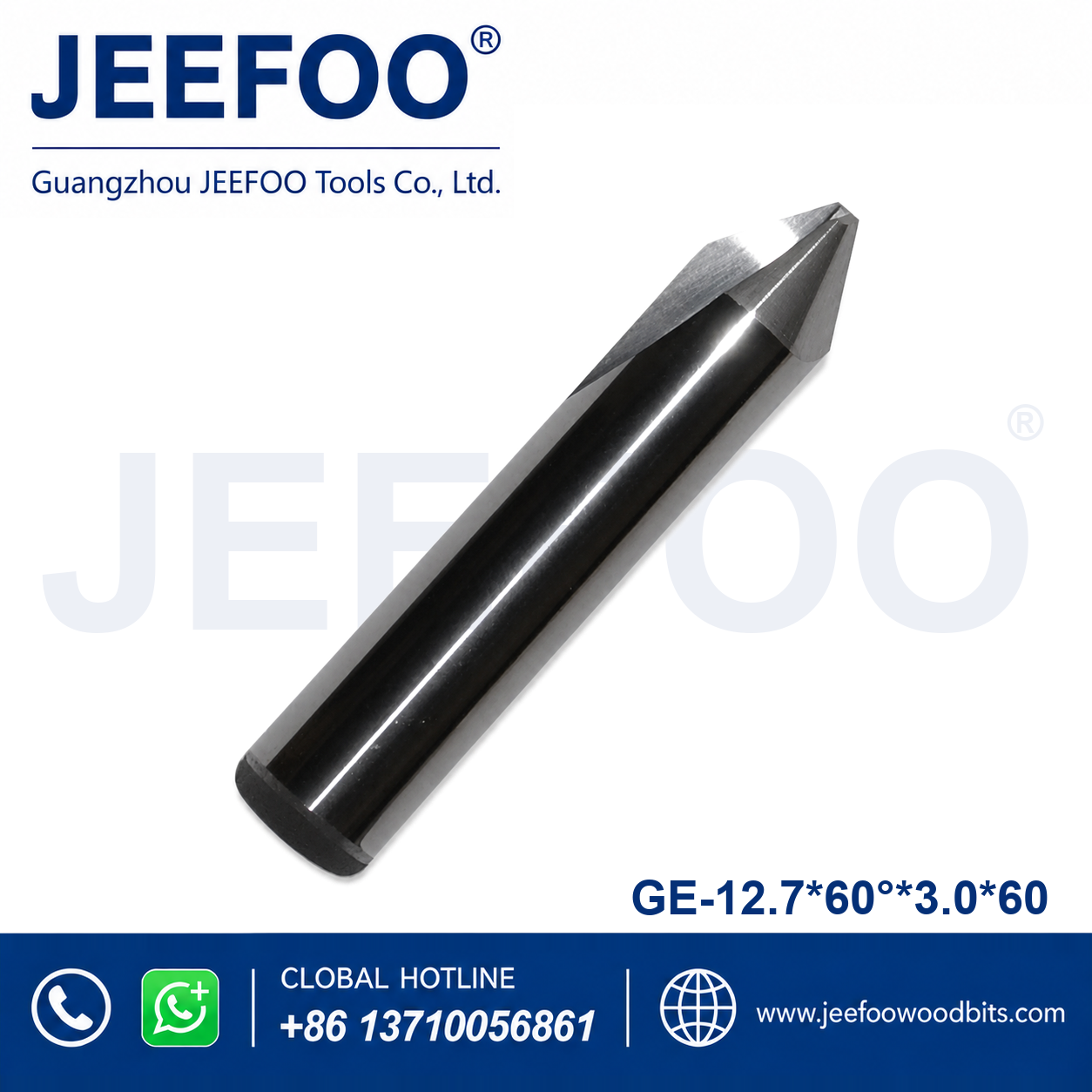 GE-12.7 x 3.0 x 60° x 60H x 180L Two-Straight-Flute Engraving Bit for Deep Relief