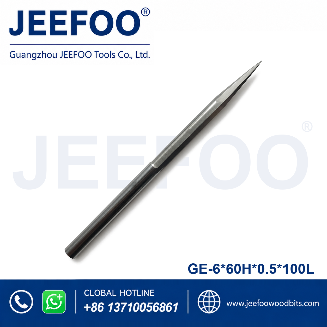 flat-bottom engraving bit - GE-6 x 0.5 x 60H x 100L Long-Cel Two-Flute Flat-Bottom Engraving Bit for Deep Wood Relief