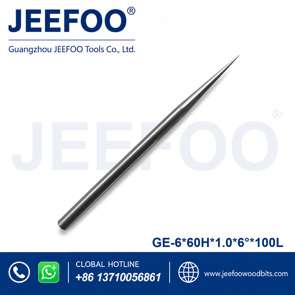 GE-6 x 1.0 x 6° x 60H x 100L Two-Straight-Flute Engraving Cutter for Precise Hardwood Relief