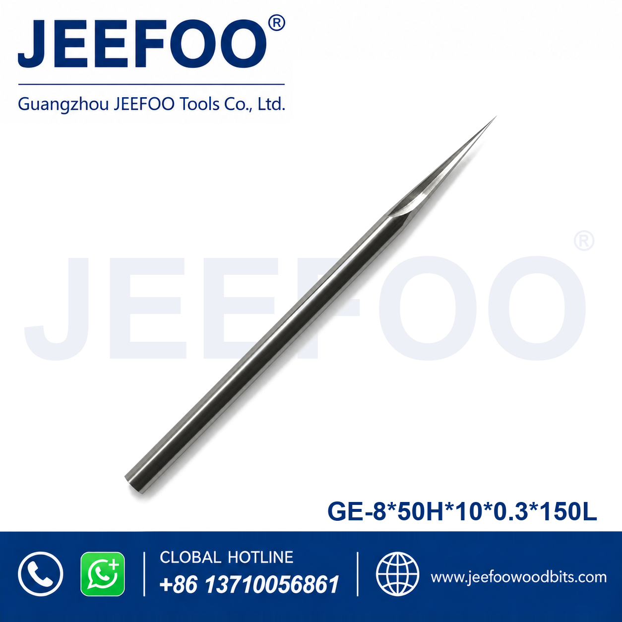 GE-8 x 0.3 x 10° x 50H x 150L Extra-Long Flat-Bottom Engraving Cutter for Hardwood Relief
