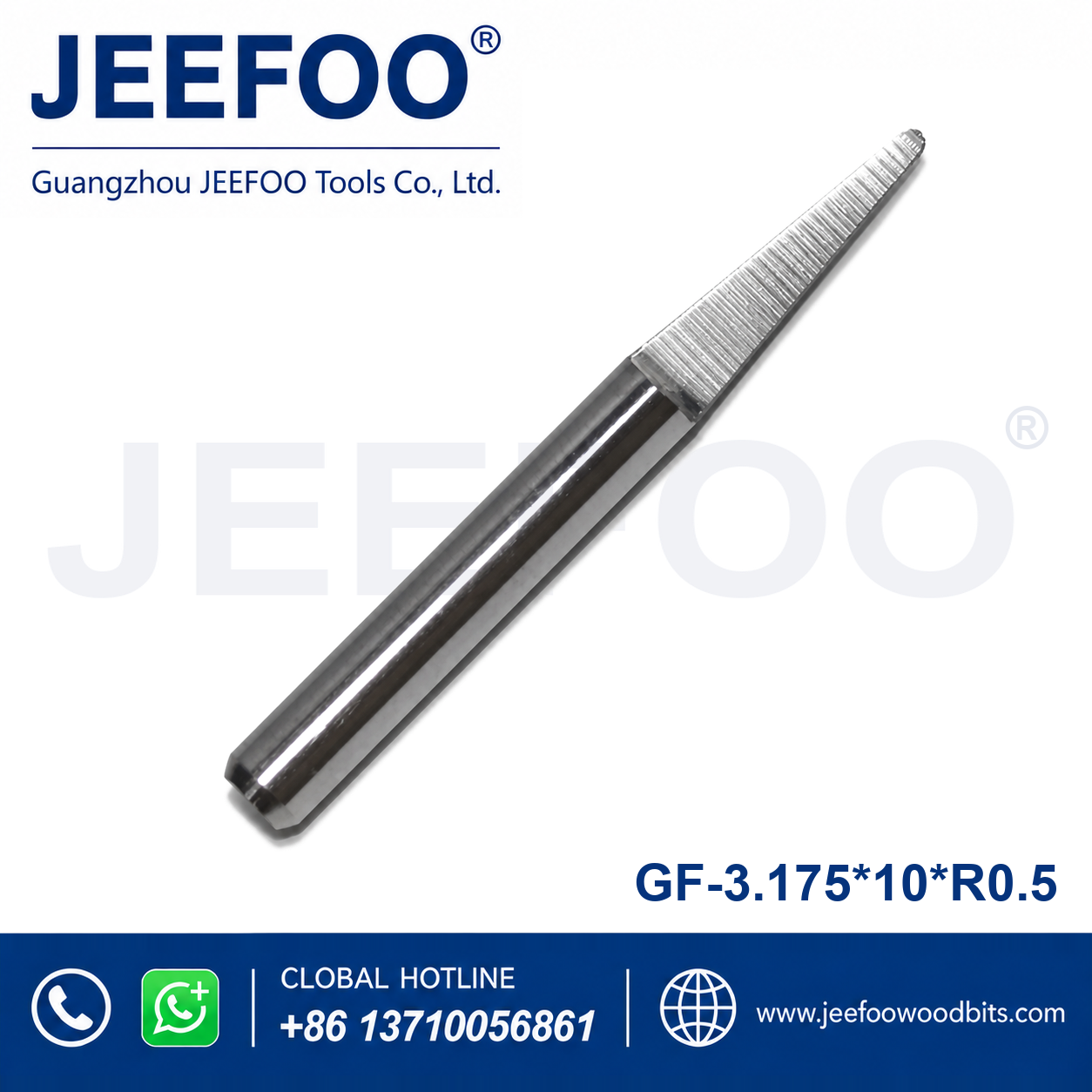 GF-3.175 x R0.5 x 10° Compact Radiused-Bottom Engraving Cutter for Fine 3D Relief