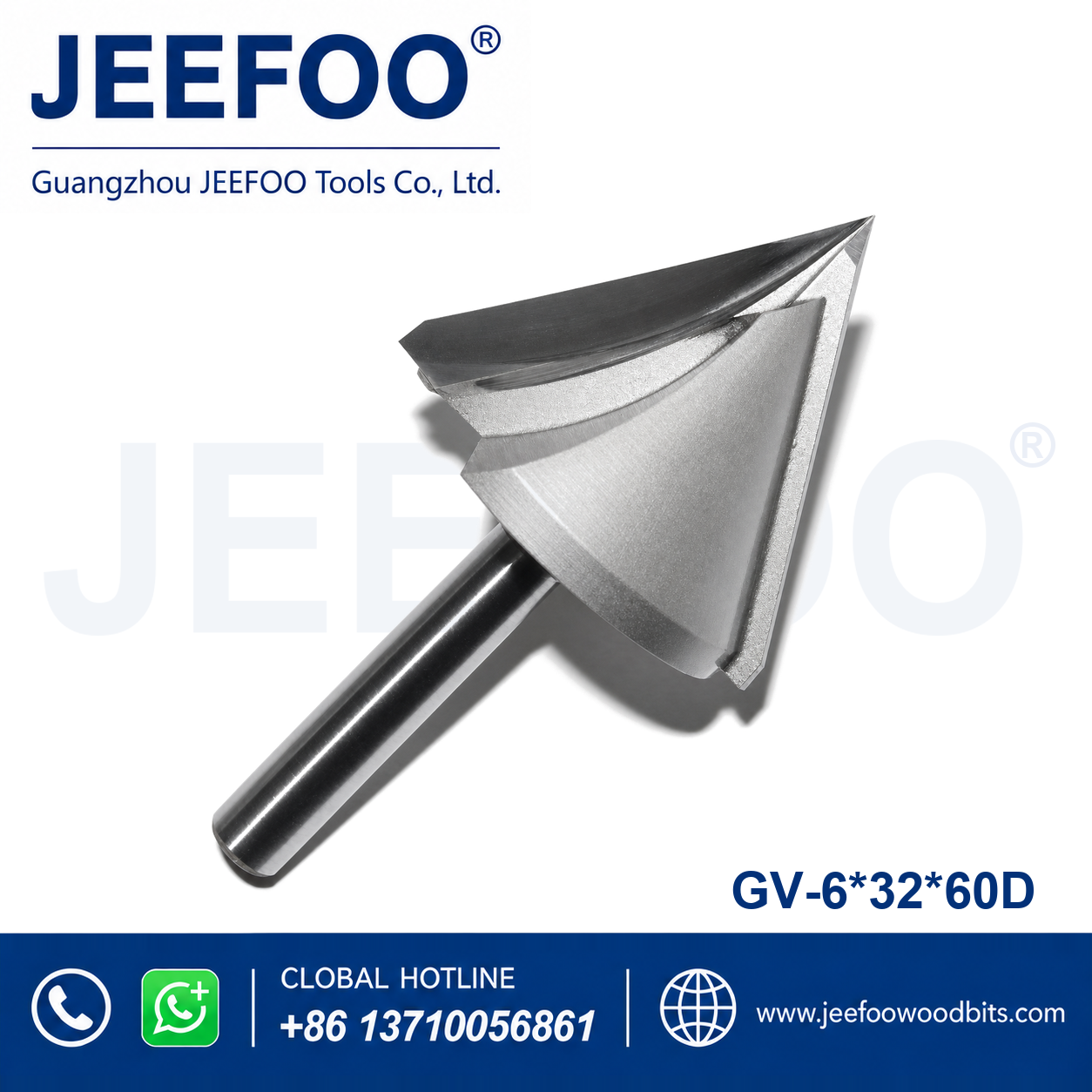 GV-6 x 32 x 60° (3DV Model) Solid Carbide Groove Woodworking Tool / 3D V-Shape Router Bit for MDF, Acrylic and PVC CNC Router Engraver