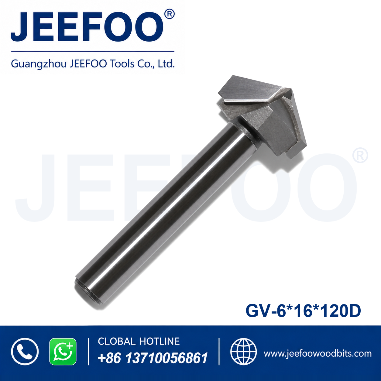 GV-6 x 16 x 120° Solid Carbide Groove Woodworking Tool / 3D V-Shape Router Bit for MDF, Acrylic and PVC CNC Router Engraver