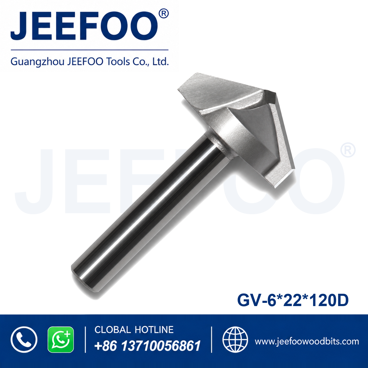 GV-6 x 22 x 120° Solid Carbide Groove Woodworking Tool / 3D V-Shape Router Bit for MDF, Acrylic and PVC CNC Router Engraver