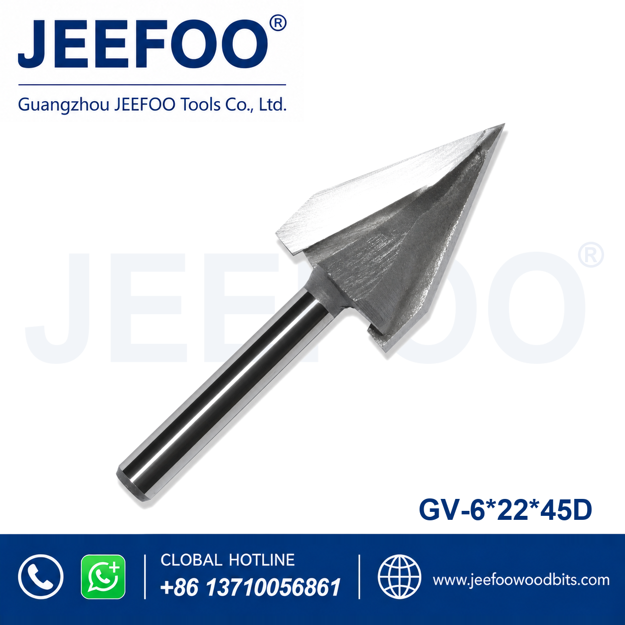 GV-6 x 22 x 45° Solid Carbide Groove Woodworking Tool / 3D V-Shape Router Bit for MDF, Acrylic and PVC CNC Router Engraver