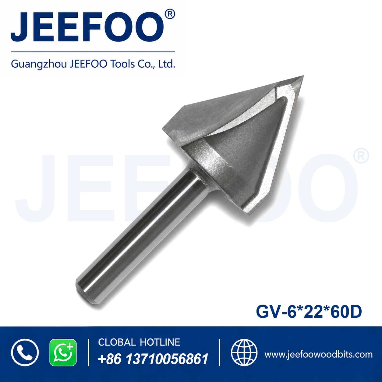 GV-6 x 22 x 60° Solid Carbide Groove Woodworking Tool / 3D V-Shape Router Bit for MDF, Acrylic and PVC CNC Router Engraver