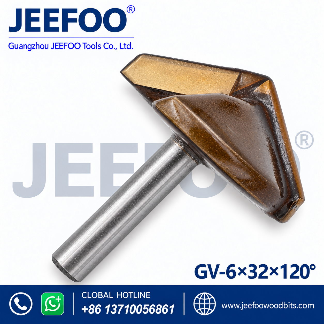 GV-6 x 32 x 120° (GV Model) Solid Carbide Groove Woodworking Tool / 3D V-Shape Router Bit for MDF, Acrylic and PVC CNC Router Engraver