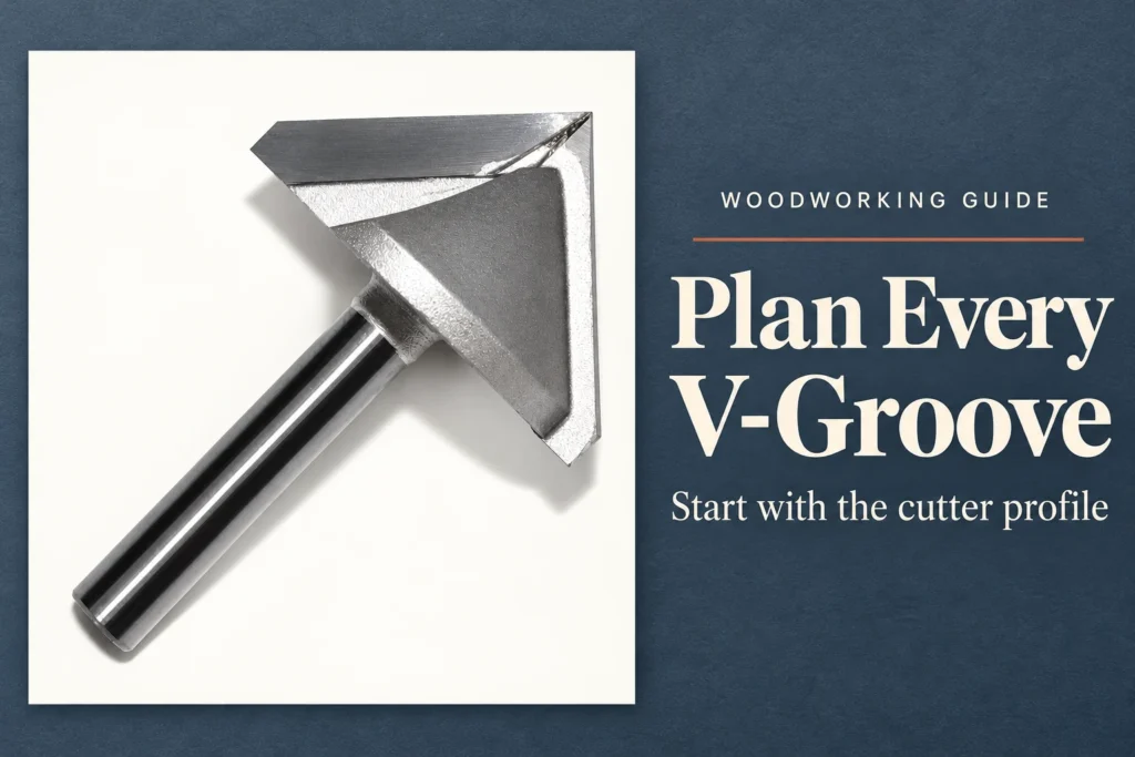 V-groove router bits for lettering: plan the cutter angle and line width before engraving